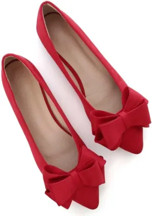 Stunner Womens Bowknot Flower Ballet Flats Pointed Toe Soft Dress Shoes