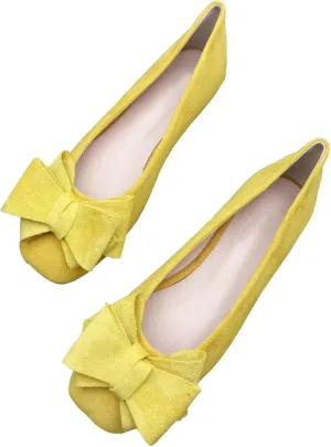 Stunner Women's Casual Flats Square Toe Bowknot Ballet Flats Comfortable Slip On Wedding Dress Shoes