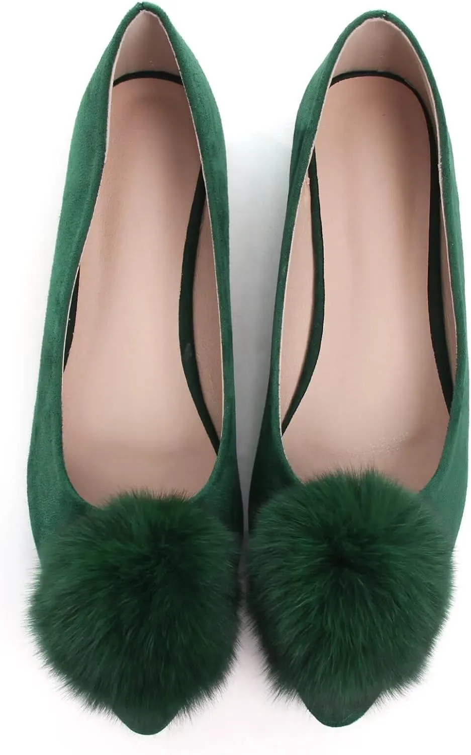 Stunner Women's Pointed Toe Flat Shoes Cute Pompom Ballet Shoes Slip on Dress Flat Shoes