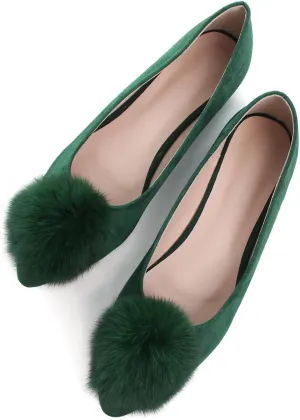 Stunner Women's Pointed Toe Flat Shoes Cute Pompom Ballet Shoes Slip on Dress Flat Shoes