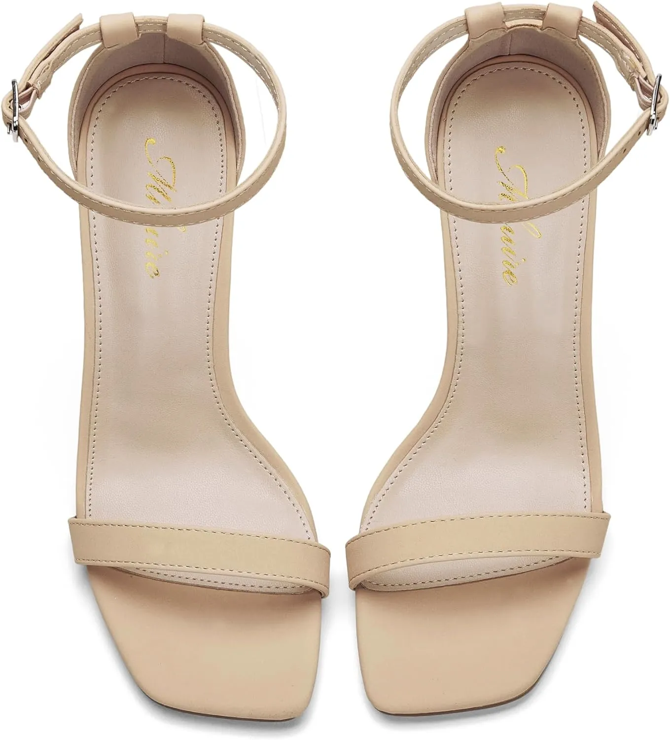 Stylish 4 IN Square Open Toe Ankle Strap Stiletto Heels for Women Plain Trendy Strappy Heeled Sandals