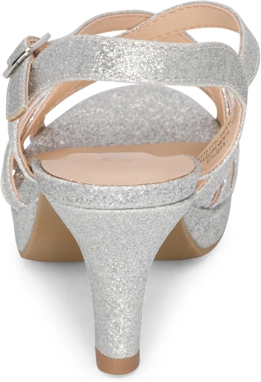 STYLISH S SOMMER-K - Girls Open Toe Criss Cross Straps Ankle Buckle Low Heel Dress Pumps Sandals