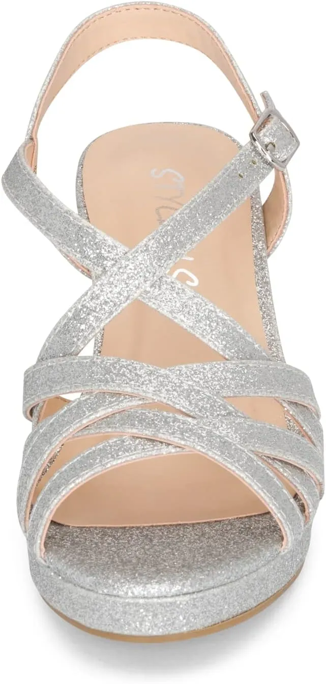 STYLISH S SOMMER-K - Girls Open Toe Criss Cross Straps Ankle Buckle Low Heel Dress Pumps Sandals