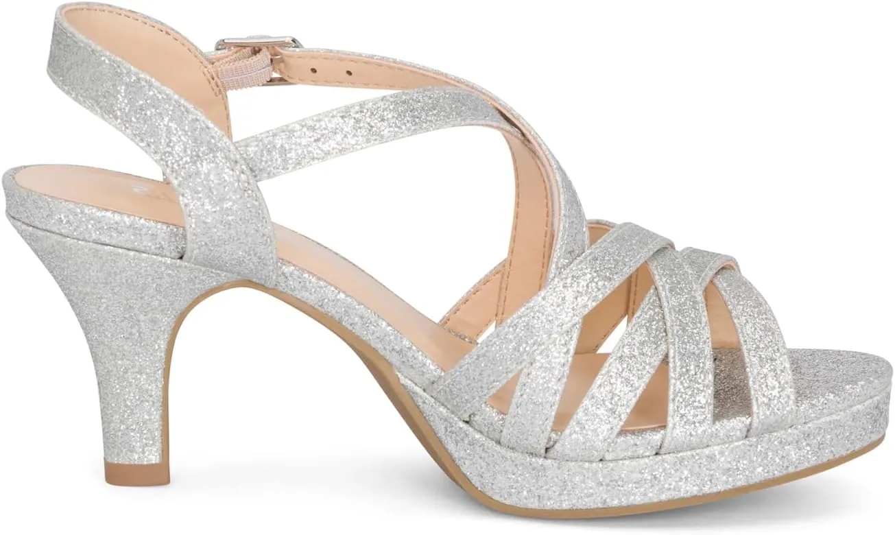 STYLISH S SOMMER-K - Girls Open Toe Criss Cross Straps Ankle Buckle Low Heel Dress Pumps Sandals