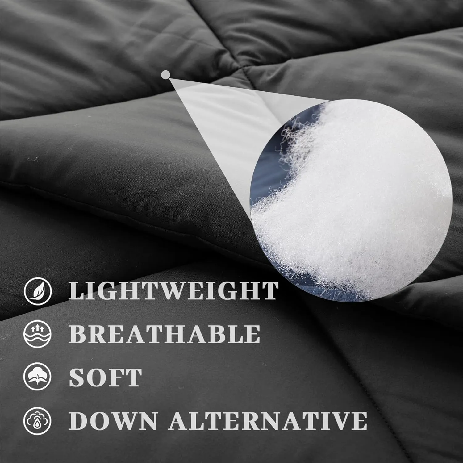 SunStyle Home Full/Queen Comforter Set Dark Grey, 7-Pieces Bed in a Bag Queen Size, All Season Bedding Sets with Comforter, Flat Sheet, Fitted Sheet Pillow Shams and Pillowcases