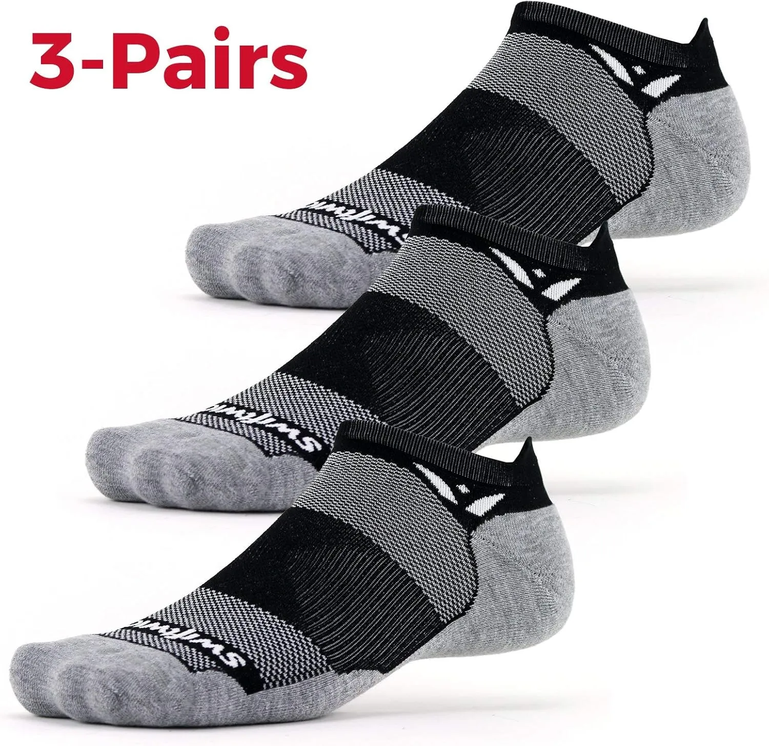 Swiftwick- MAXUS (3 Pairs) No Show Tab Running & Golf Socks, Maximum Cushion