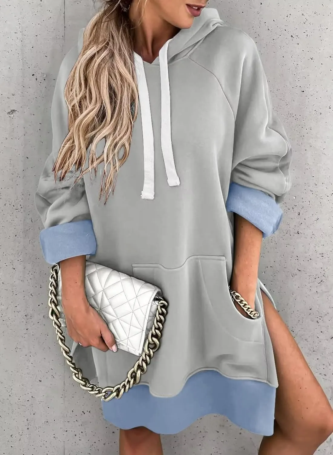 Syellowafter Women Oversized Hoodie Dress Pullover Winter Kangaroo Pocket Sweatshirt Fall Tops Casual Loungewear
