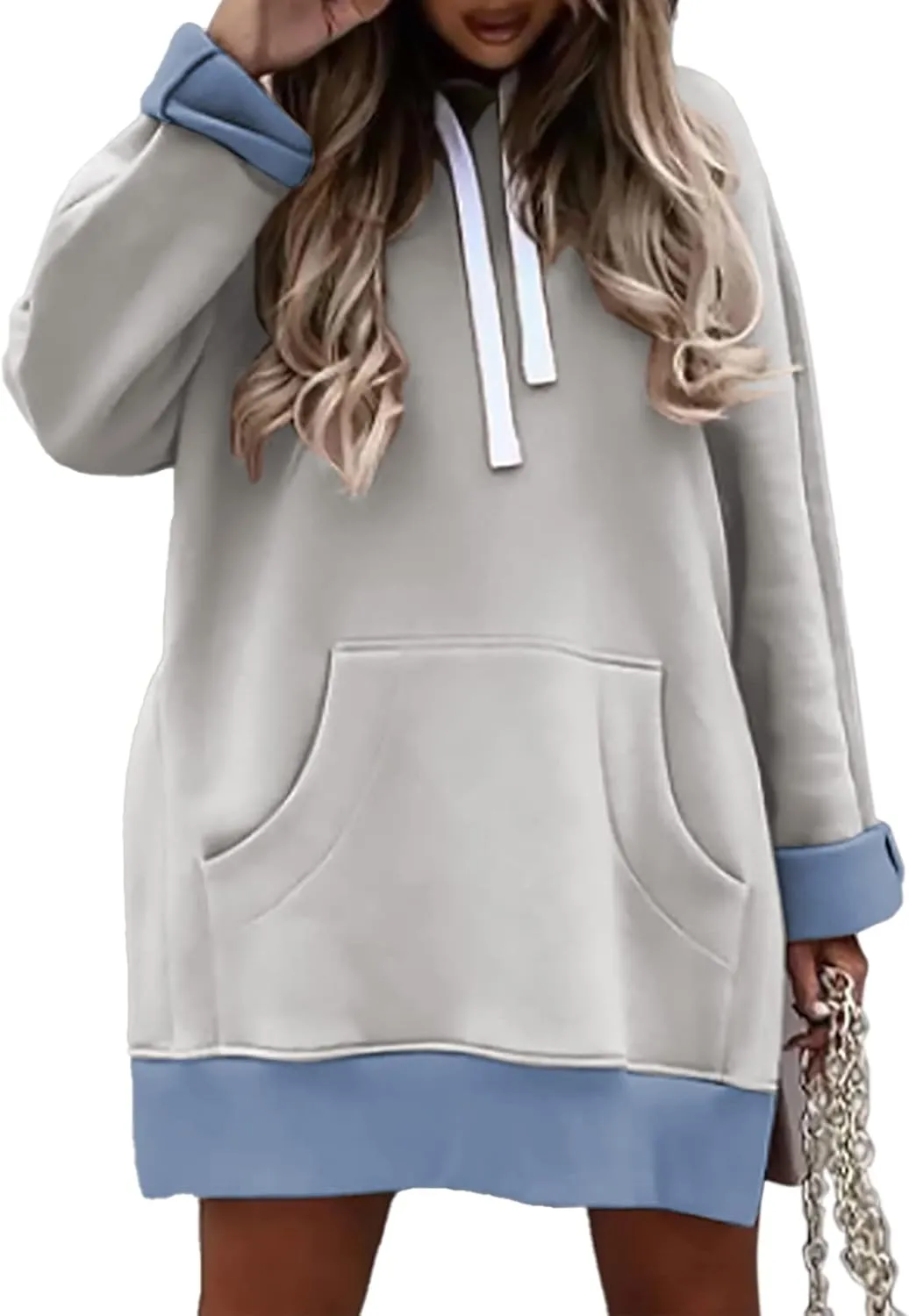 Syellowafter Women Oversized Hoodie Dress Pullover Winter Kangaroo Pocket Sweatshirt Fall Tops Casual Loungewear