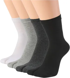 Tabi Socks, Split Toe Flip Flop Socks High Crew for Men and Women Cotton Pack of 4