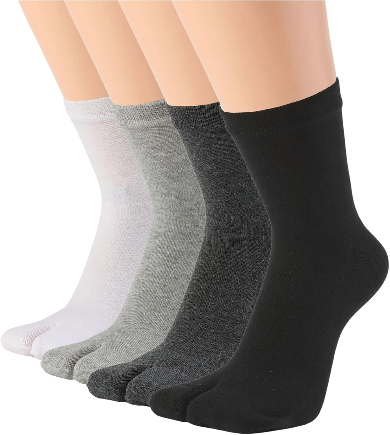 Tabi Socks, Split Toe Flip Flop Socks High Crew for Men and Women Cotton Pack of 4