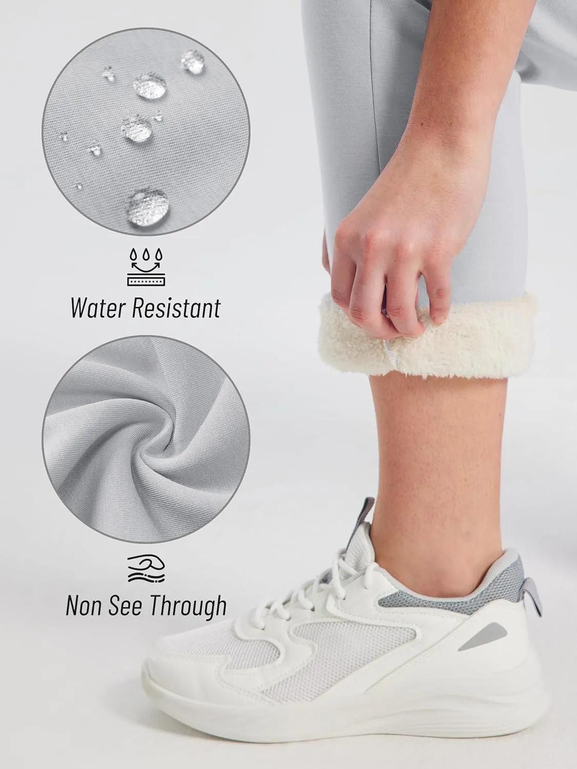 TACVASEN Women's Sherpa Lined Sweatpants Winter Warm Fleece Pants Water-Resistant Thermal Outdoor Snow Pockets Joggers