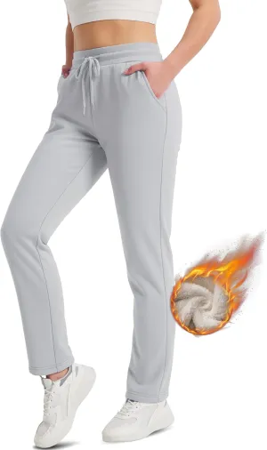 TACVASEN Women's Sherpa Lined Sweatpants Winter Warm Fleece Pants Water-Resistant Thermal Outdoor Snow Pockets Joggers