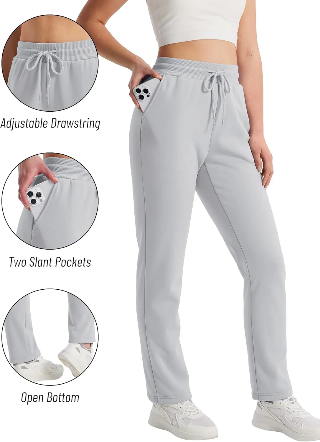TACVASEN Women's Sherpa Lined Sweatpants Winter Warm Fleece Pants Water-Resistant Thermal Outdoor Snow Pockets Joggers