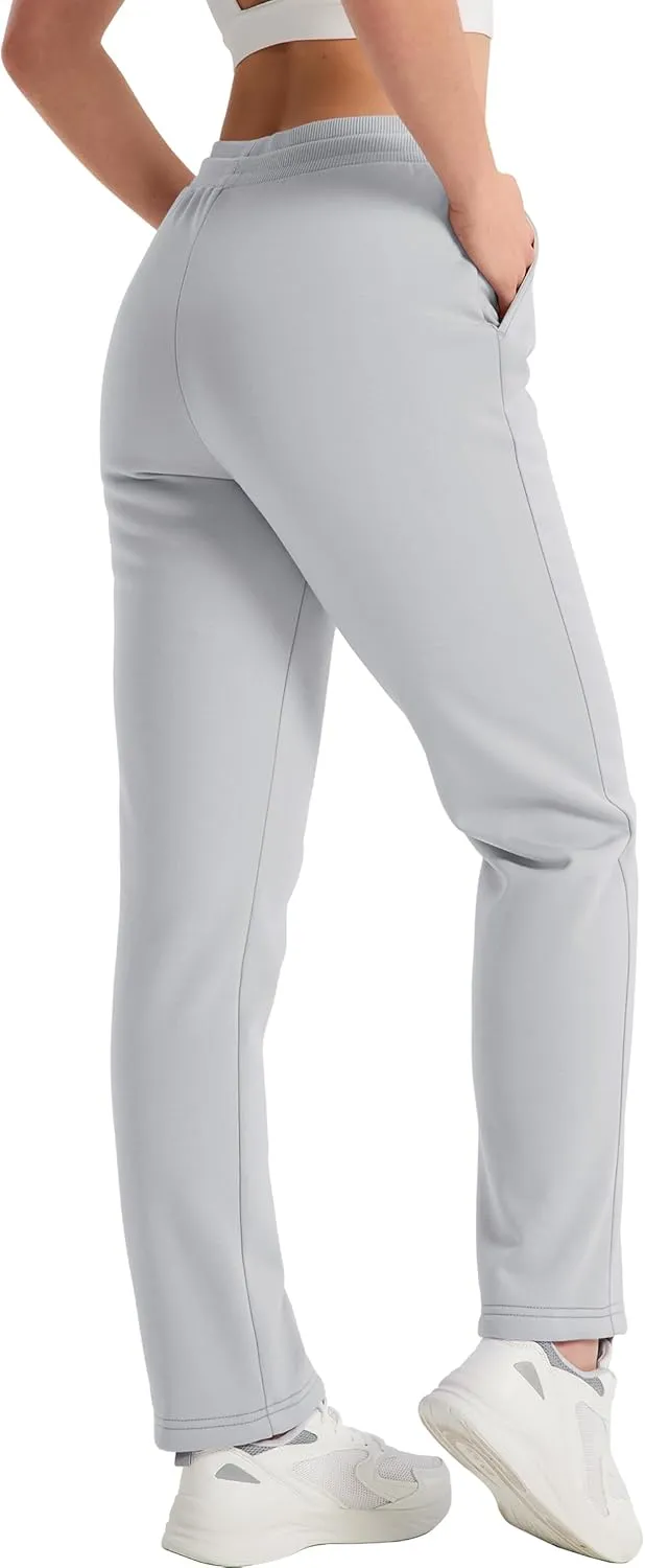 TACVASEN Women's Sherpa Lined Sweatpants Winter Warm Fleece Pants Water-Resistant Thermal Outdoor Snow Pockets Joggers