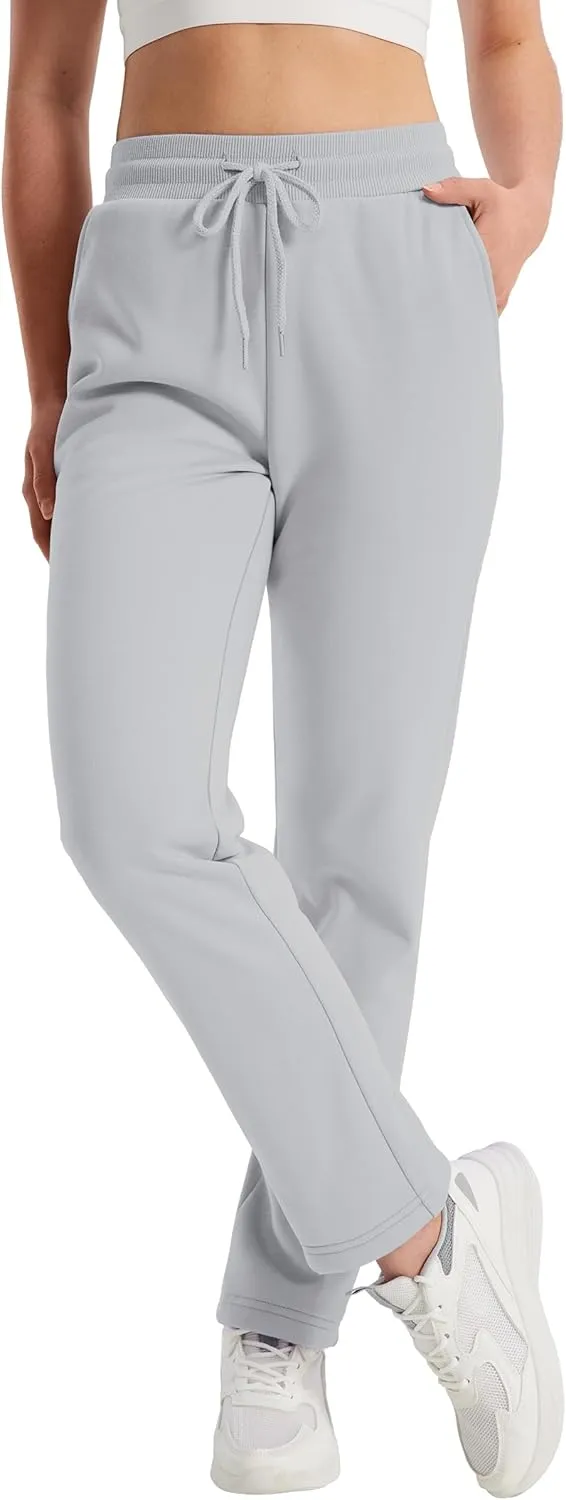 TACVASEN Women's Sherpa Lined Sweatpants Winter Warm Fleece Pants Water-Resistant Thermal Outdoor Snow Pockets Joggers