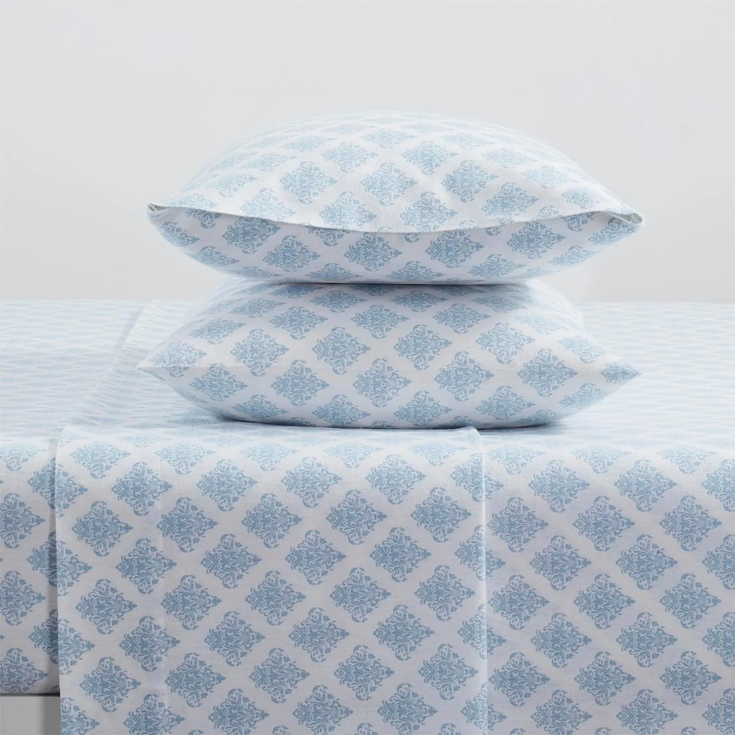 Tahari Home - King Sheets, 4-Piece Cotton Flannel Bedding with Matching Pillowcases, Brushed for Extra Softness, Cozy Home Decor (Alexa Blue, King)