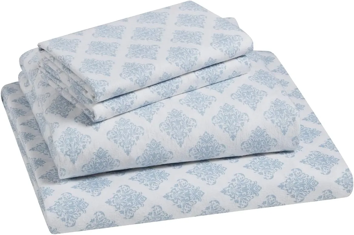 Tahari Home - King Sheets, 4-Piece Cotton Flannel Bedding with Matching Pillowcases, Brushed for Extra Softness, Cozy Home Decor (Alexa Blue, King)