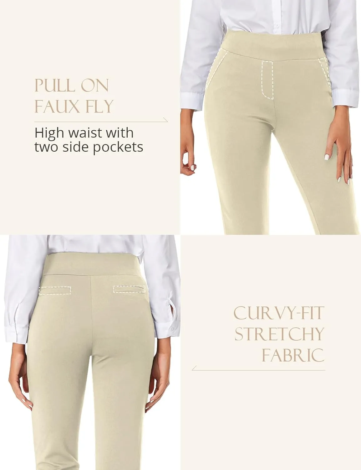 Tapata Women's 26''/28''/30'' Skinny Dress Pants High Waist Slacks for Office Work Business Casual Tall Petite Stretch Pants