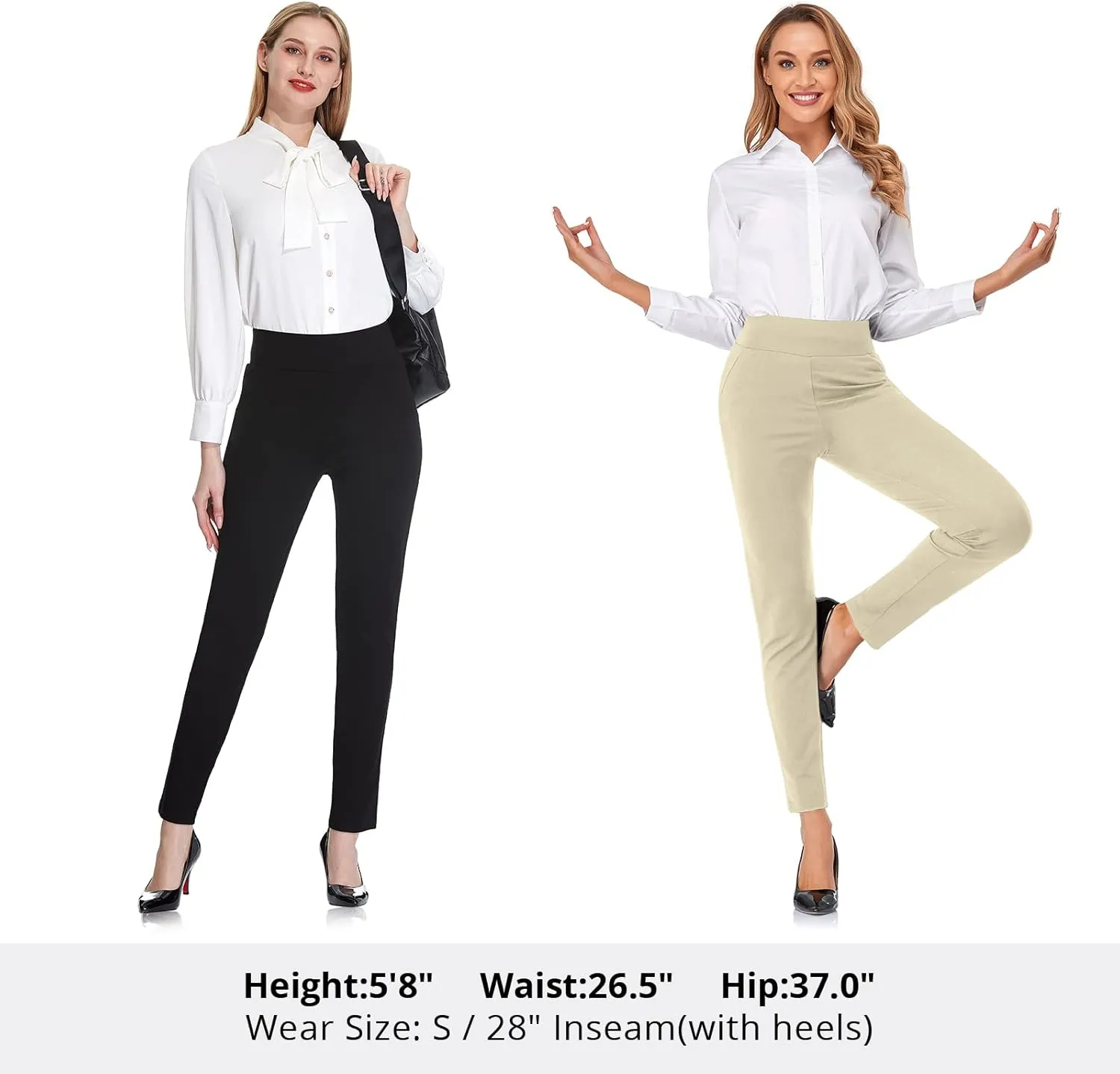 Tapata Women's 26''/28''/30'' Skinny Dress Pants High Waist Slacks for Office Work Business Casual Tall Petite Stretch Pants