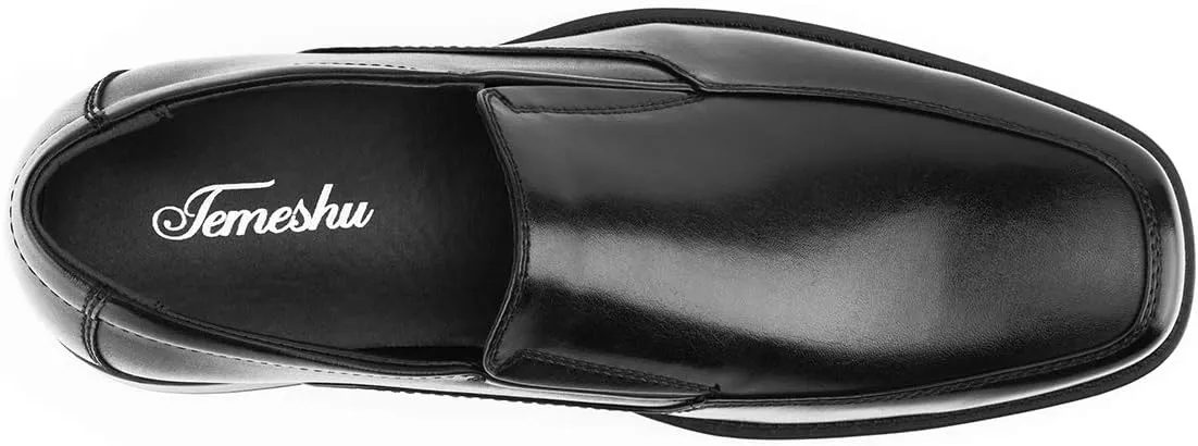 Temeshu Men's Slip-On Loafers Formal Dress Shoes Square Toe Modern Bussiness Oxford Shoes DS10