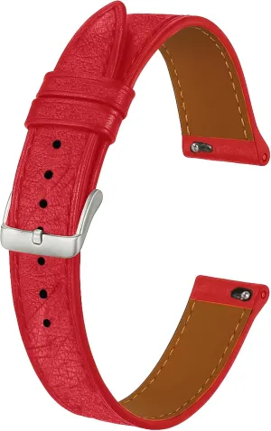 Thin Leather Watch Bands for Womens Ladies Classical Flat Watch Strap Elegant Wristwatch Band Handmade Replacement Band Soft Valentine's Gift for Her Wife Mother 10mm 12mm 14mm