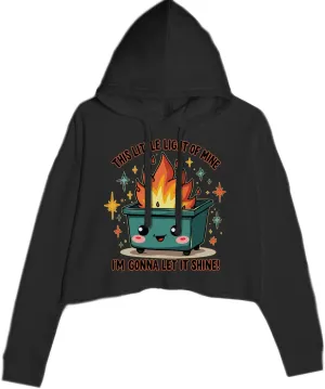 This Little Light of Mine Dumpster Fire Smile Face Cropped Fleece Hoodie, Soft & Cozy, Trendy Fit