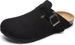 Torotto Womens Clogs Cork Footbed Suede Slippers Arch Support Potato Shoes with Adjustable Buckle