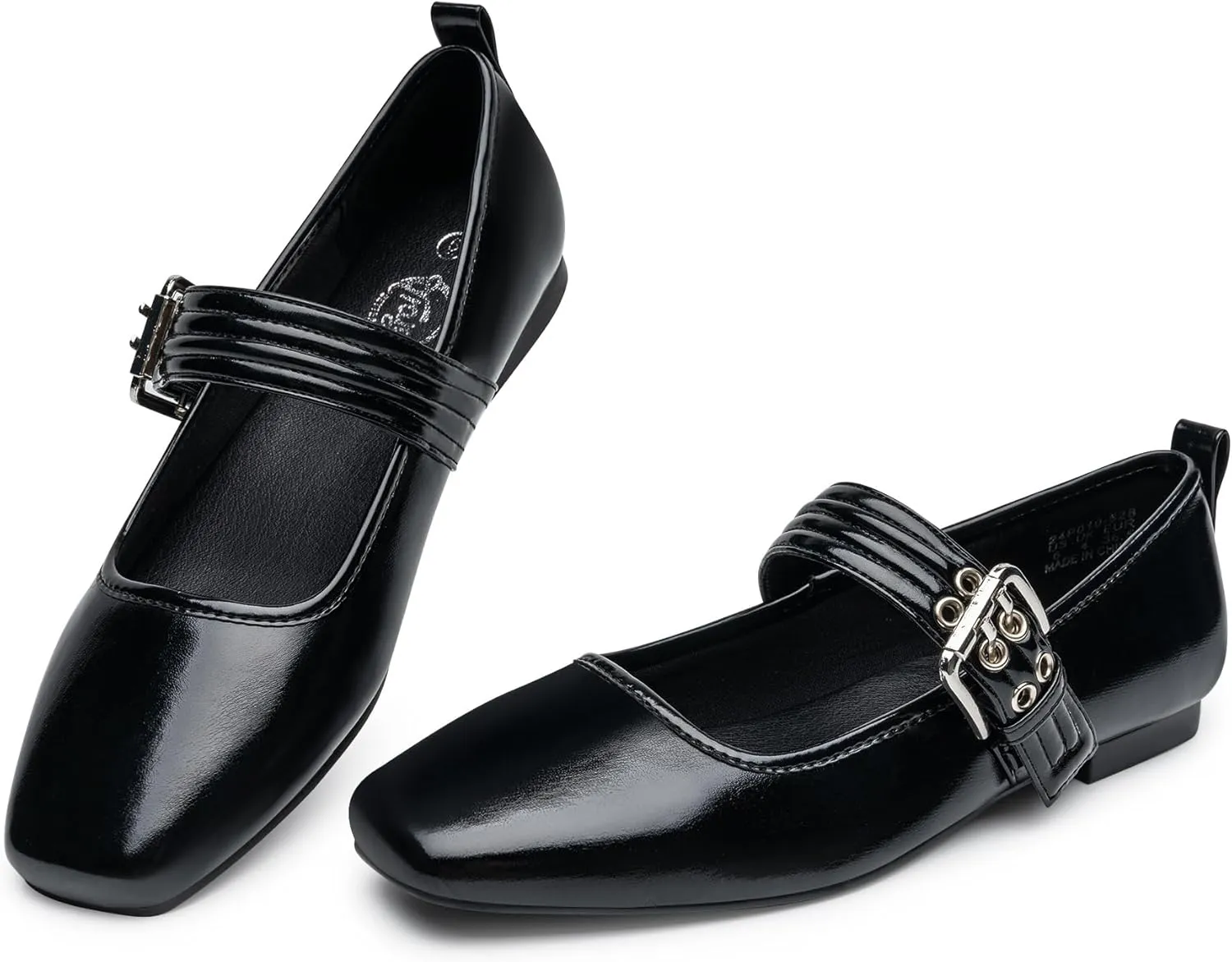 Trary Women's Ballet Flats,Mary Jane Shoes for Women,Square Toe Dressy Comfortable Shoes