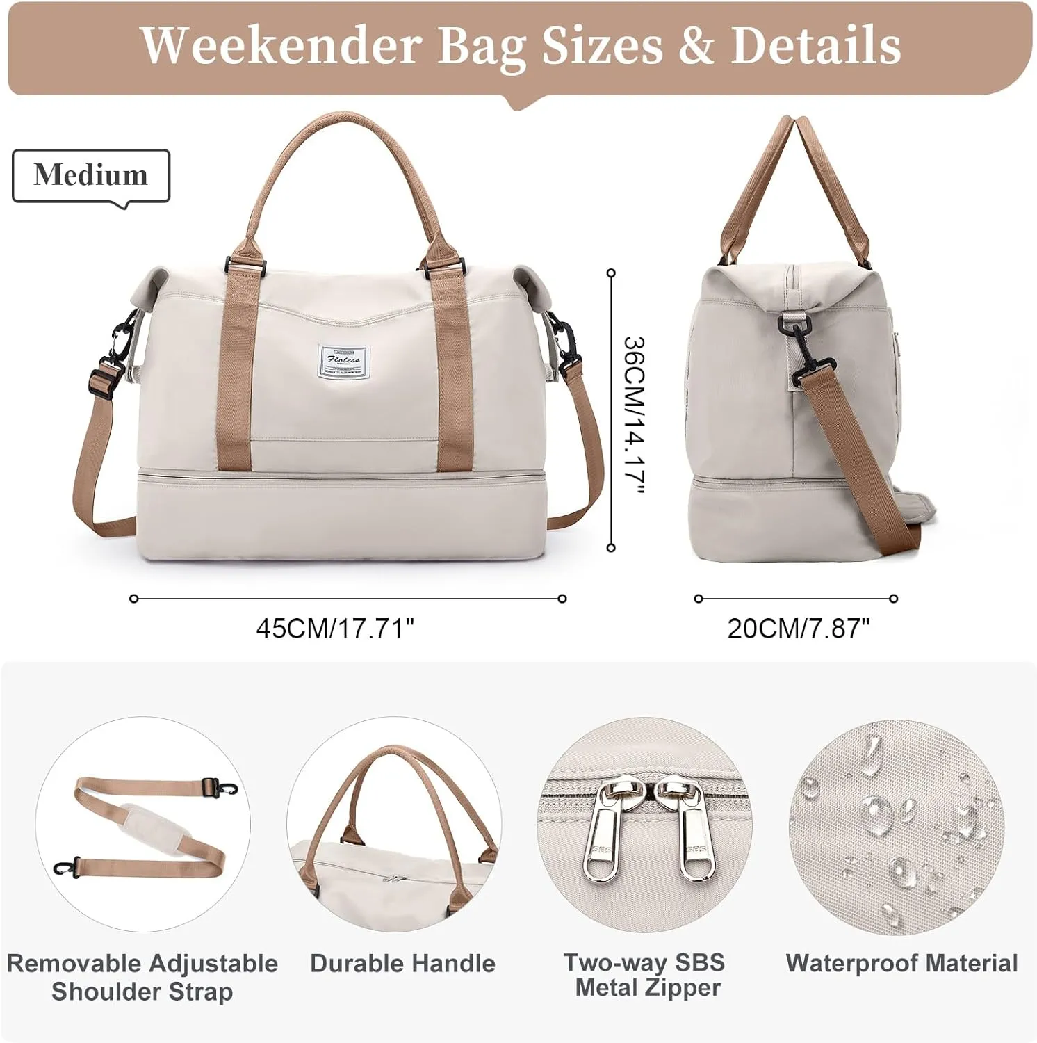 Travel Duffel Bag with Shoes Compartment, Overnight Weekender Bags for Women,Carry on Personal Item Bag,Medium Size
