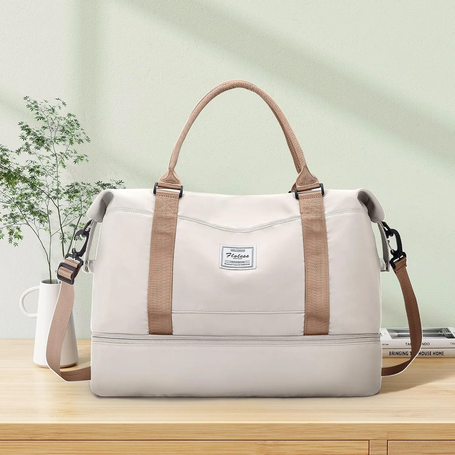 Travel Duffel Bag with Shoes Compartment, Overnight Weekender Bags for Women,Carry on Personal Item Bag,Medium Size