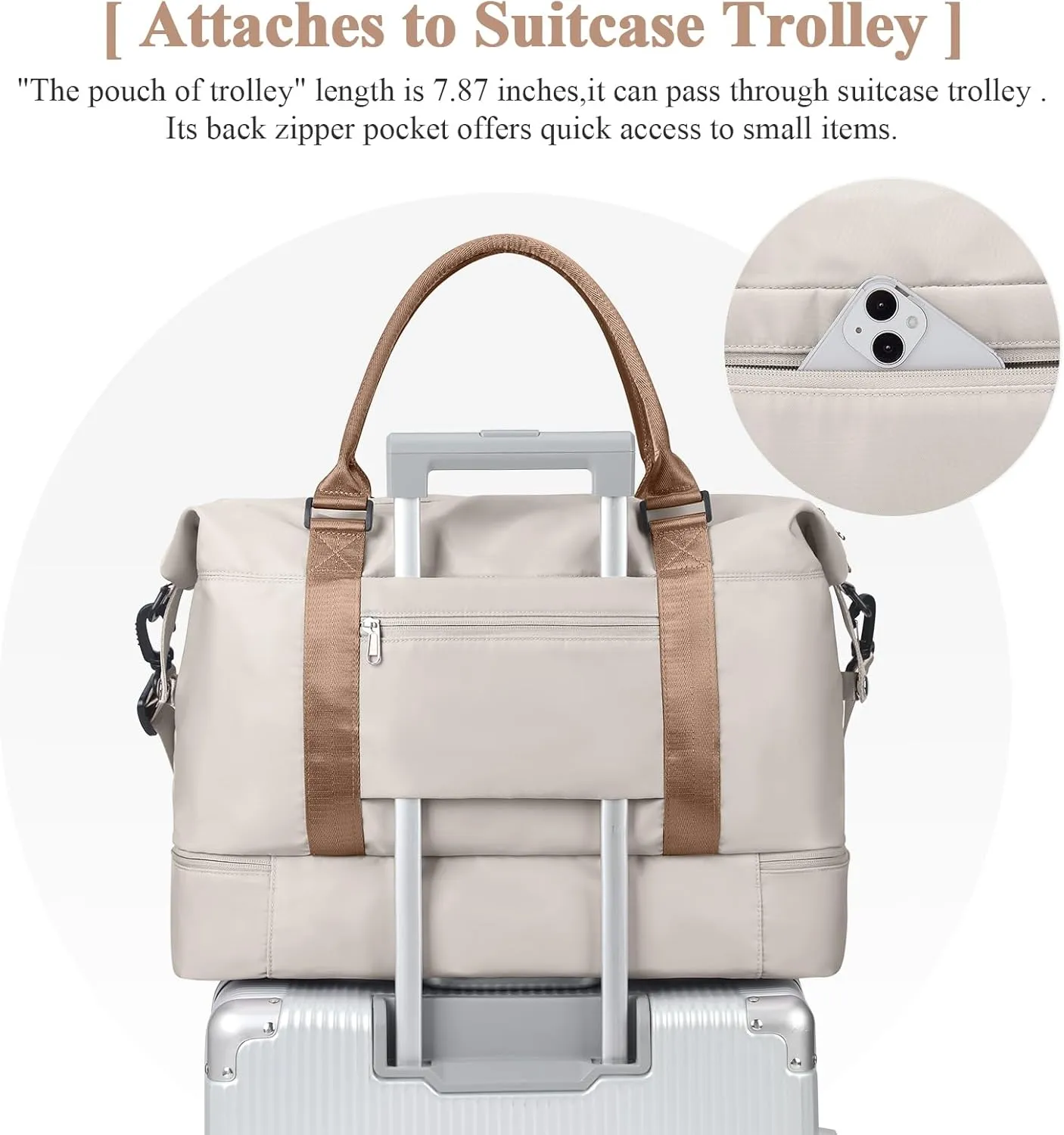 Travel Duffel Bag with Shoes Compartment, Overnight Weekender Bags for Women,Carry on Personal Item Bag,Medium Size