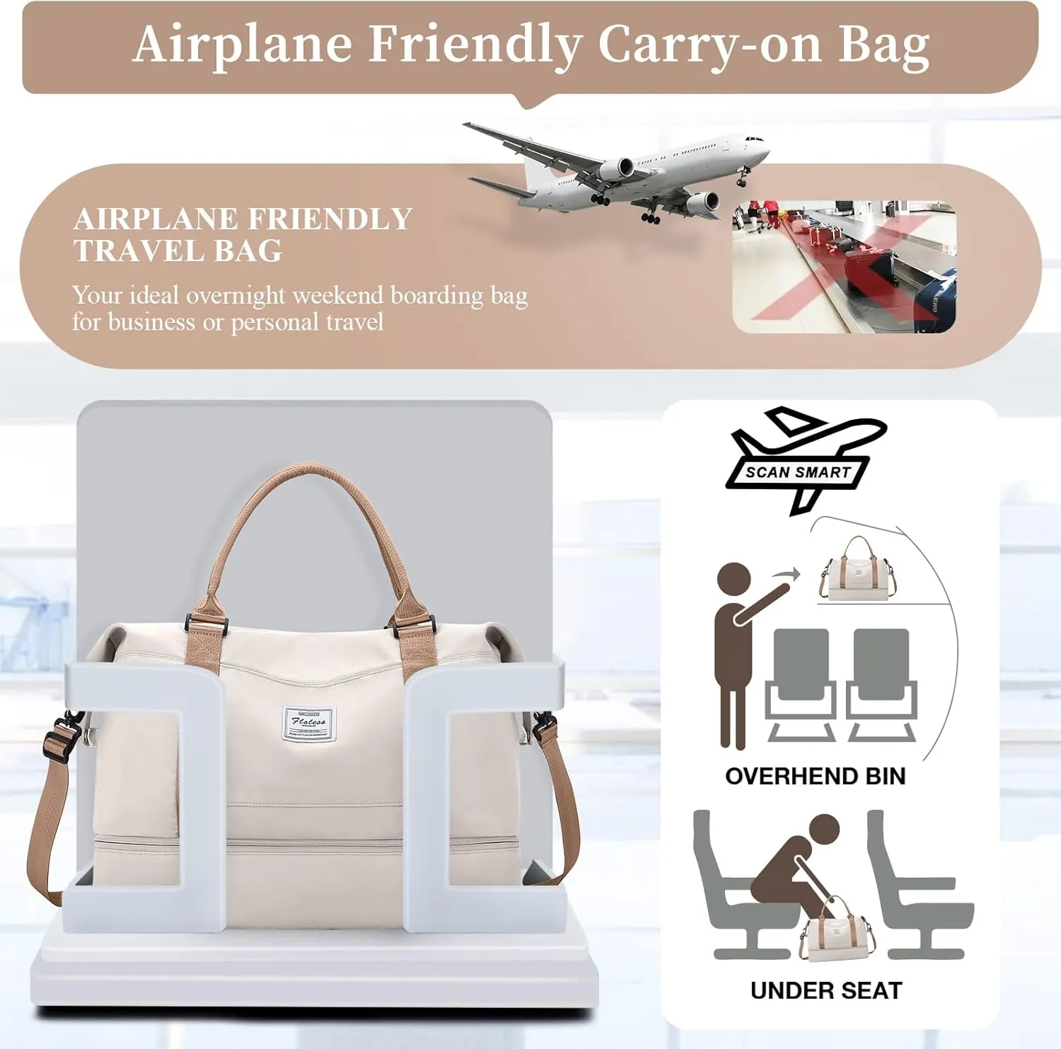 Travel Duffel Bag with Shoes Compartment, Overnight Weekender Bags for Women,Carry on Personal Item Bag,Medium Size