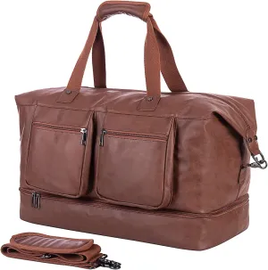 Travel Duffle Bag, Leather Overnight Bag for Mens Women Carry on Bag Weekender Bags Travel Tote Bags Large Duffle Bag
