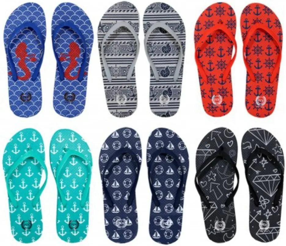 Trendy Nautical Sailboat Anchor Starfish Flip Flops Mermaid Thong Sandal Slipper