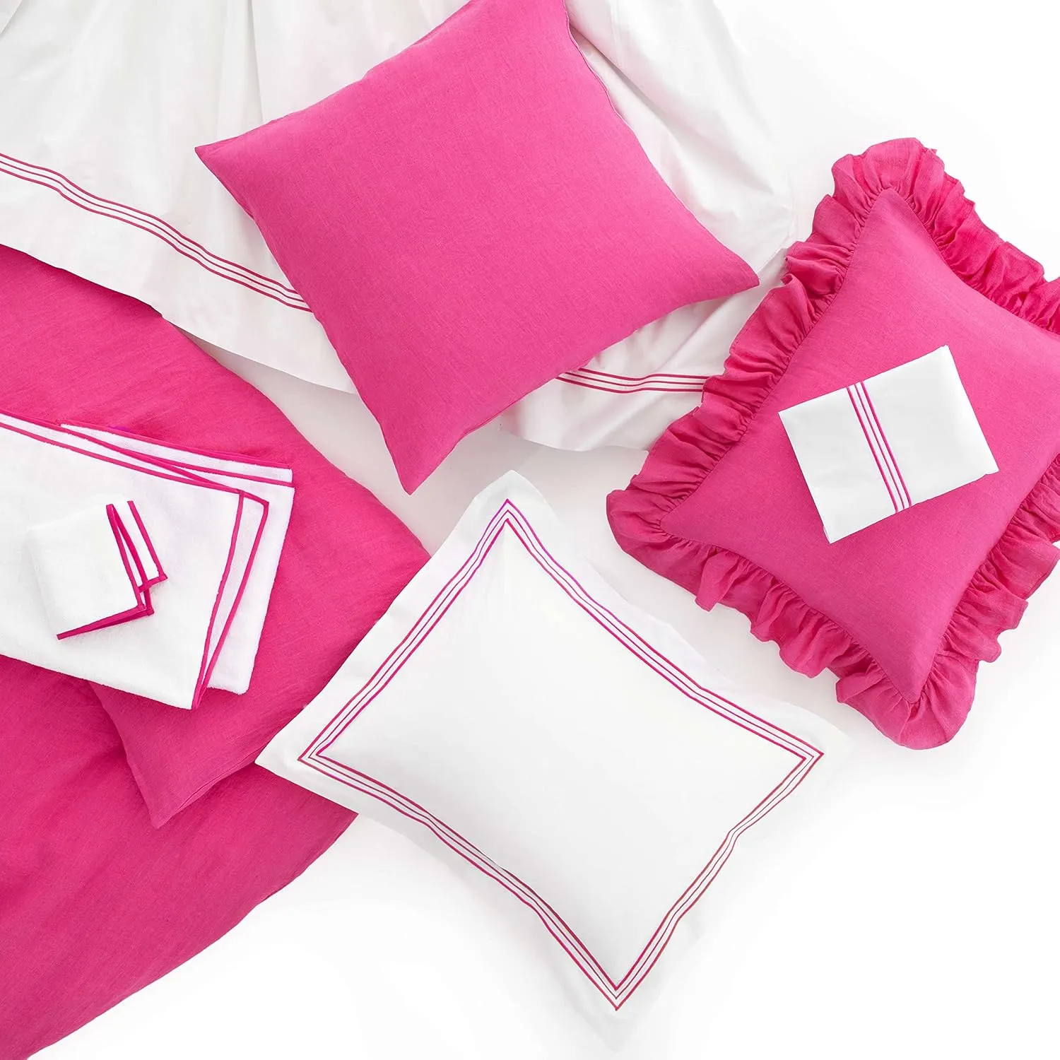Trio Fuchsia Flat Sheet, Full/Queen Size, Pink Solid Pattern