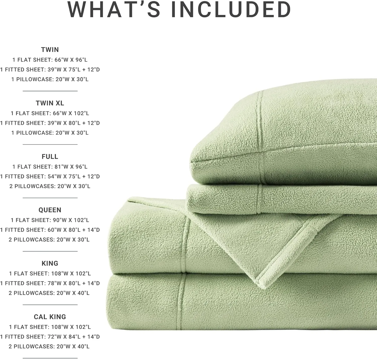 True North by Sleep Philosophy Micro Fleece Bed Sheet Set, Warm, Sheets with 14" Deep Pocket, for Cold Season Cozy Sheet-Set, Matching Pillow Case, Queen, Green, 4 Piece