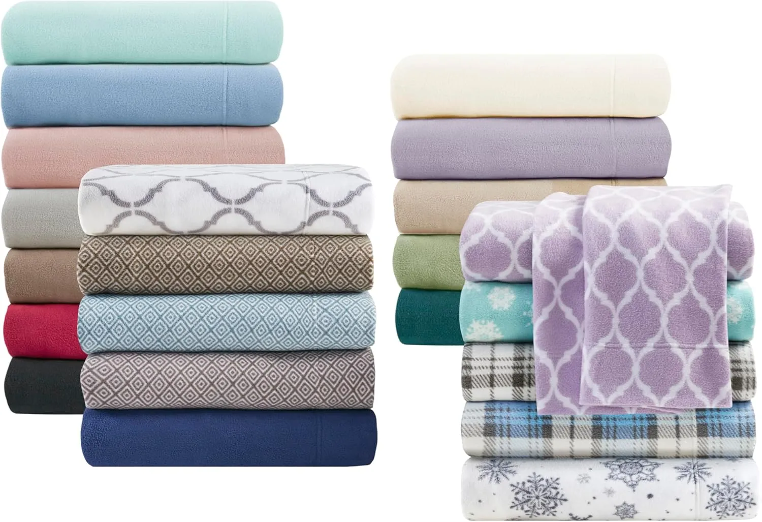 True North by Sleep Philosophy Micro Fleece Bed Sheet Set, Warm, Sheets with 14" Deep Pocket, for Cold Season Cozy Sheet-Set, Matching Pillow Case, Queen, Green, 4 Piece