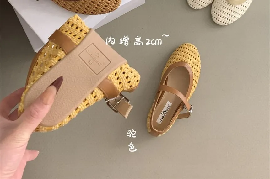 Two Tone Woven Mary Jane Shoes