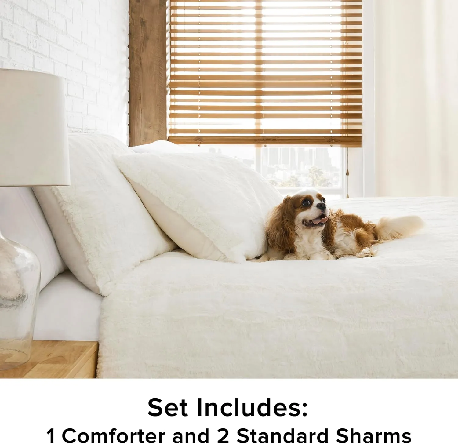 UGG 13712 Alondra King Comforter Set Soft Cozy Bedding Faux Fur Comforter and Two Pillow Shams Hotel Style Luxury Blanket Set for Bedroom Accents, King, Snow