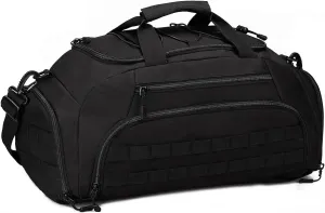 UNISTRENGH 3-Ways Tactical Military Nylon Men Holdall Weekend Travel Duffel Bag Backpack Messenger Shoulder Bags Rucksack Handbag (Black-45L)