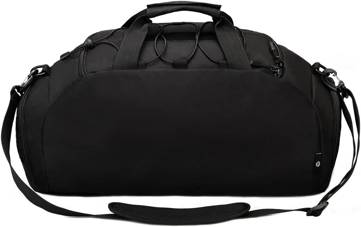 UNISTRENGH 3-Ways Tactical Military Nylon Men Holdall Weekend Travel Duffel Bag Backpack Messenger Shoulder Bags Rucksack Handbag (Black-45L)