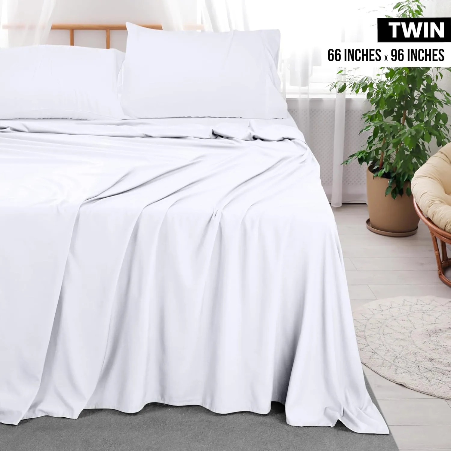 Utopia Bedding Flat Sheets - Pack of 6 - Soft Brushed Microfiber Fabric - Shrinkage & Fade Resistant Top Sheets - Easy Care (Twin, White)