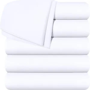 Utopia Bedding Flat Sheets - Pack of 6 - Soft Brushed Microfiber Fabric - Shrinkage & Fade Resistant Top Sheets - Easy Care (Twin, White)