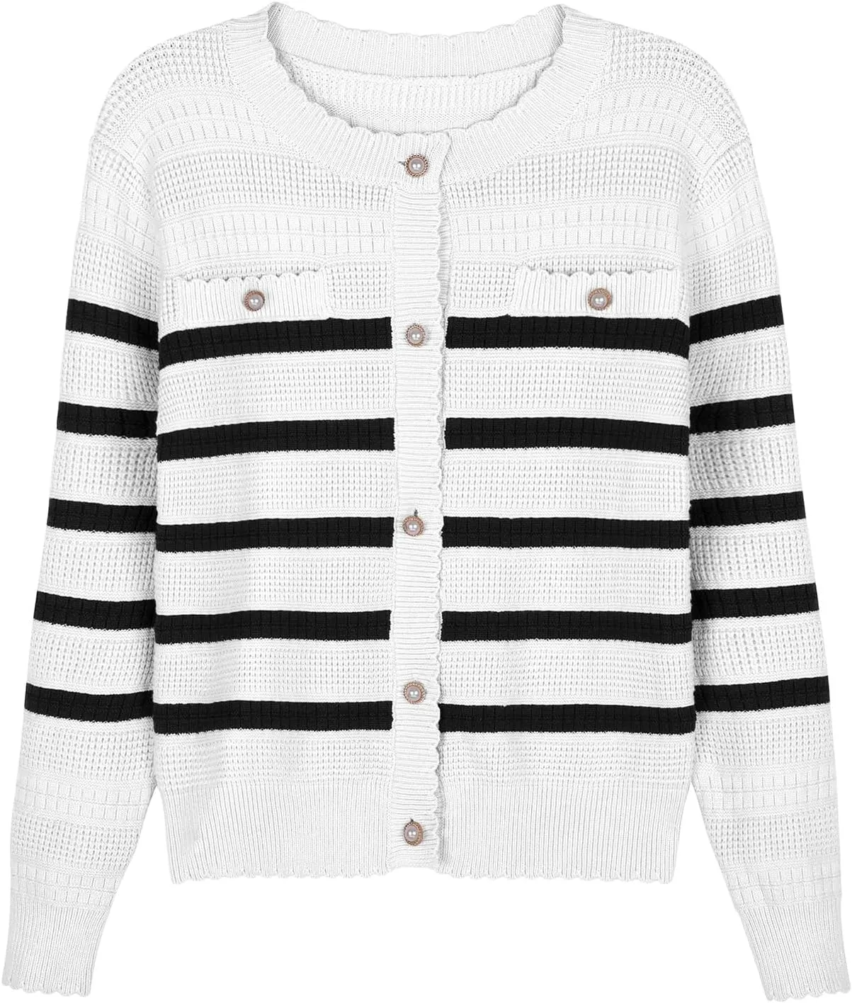 V FOR CITY Cardigan Blazers for Women Knit Tweed Jacket Winter Chunky Cardigans Button Down Sweater Coat with Pockets