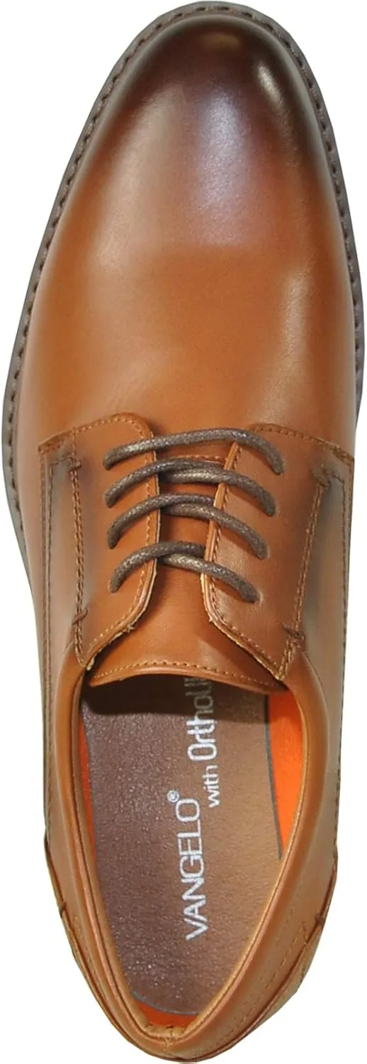 VANGELO Men Dress Shoe VALLO-1P and Vallo-1 Oxford Formal Tuxedo Prom Wedding Ortholite Insole Brown Medium and Wide Width