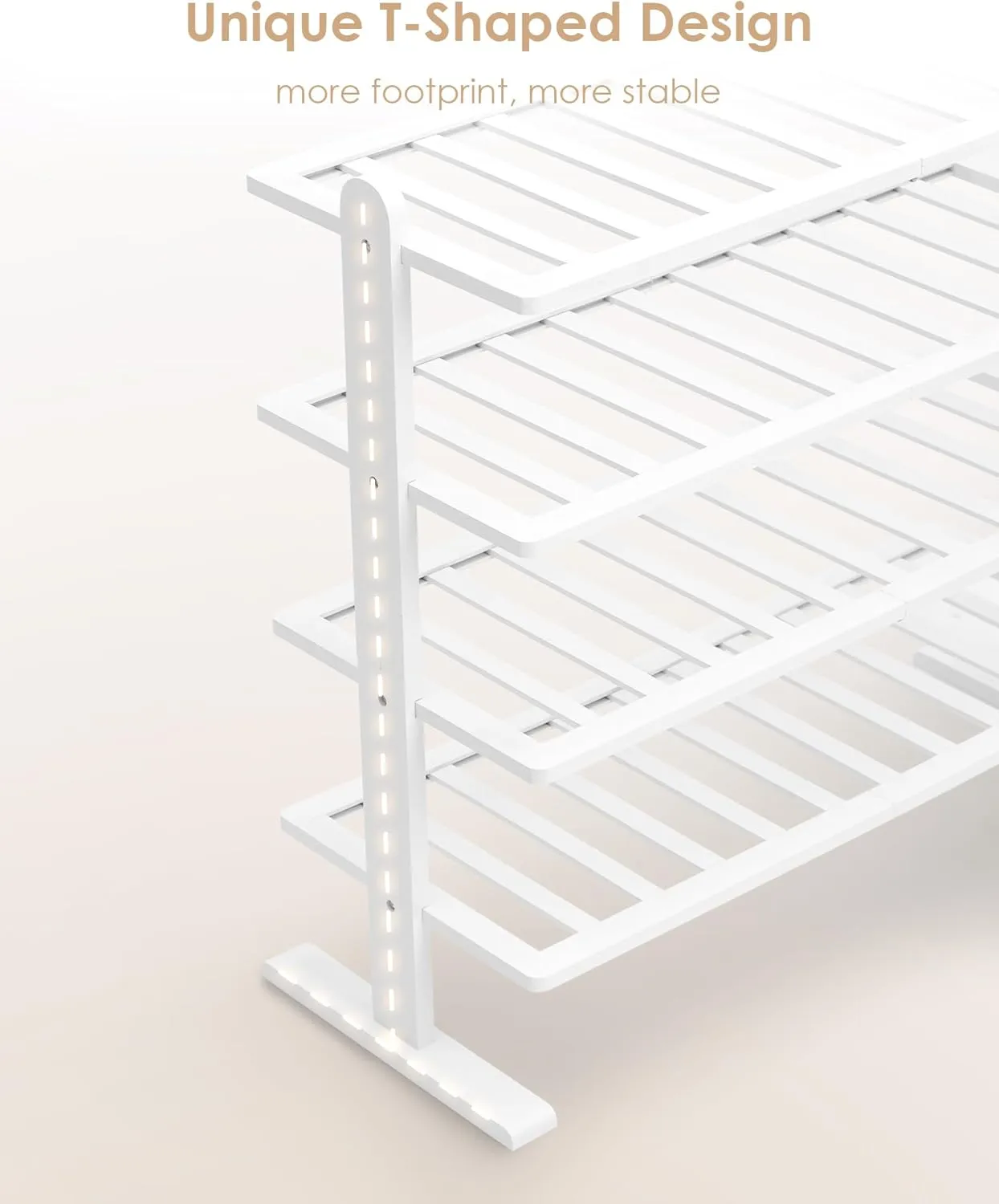 Varhomax White Shoe Rack, 4-Tier Bamboo Shoe Rack Organizer for Closet and Entryway, Thick Wooden Free Standing Shoe Shelf for Small Spaces, Sturdy & Versatile for Bedroom and Garage