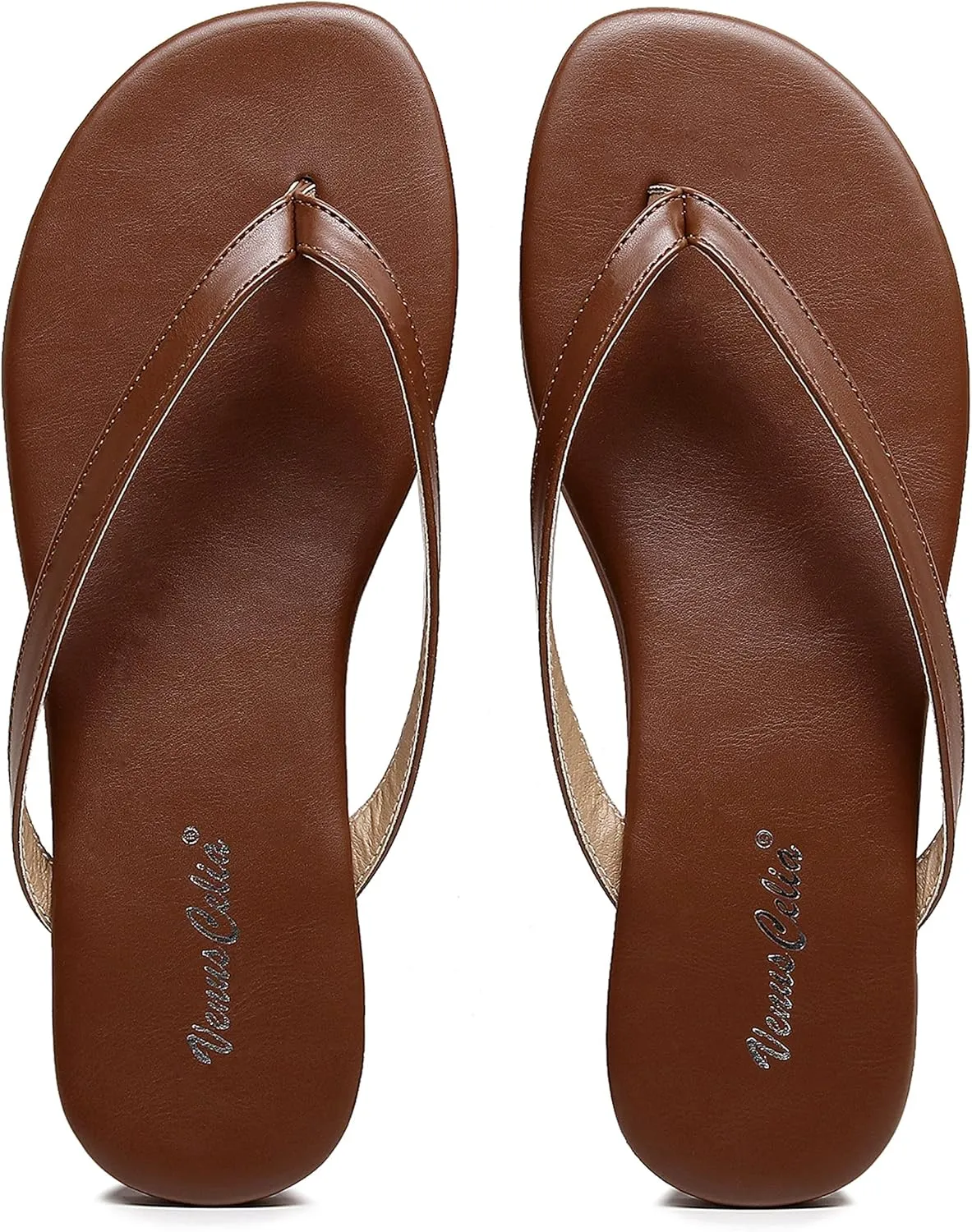 VenusCelia Women's Colorful Wide Flip Flop