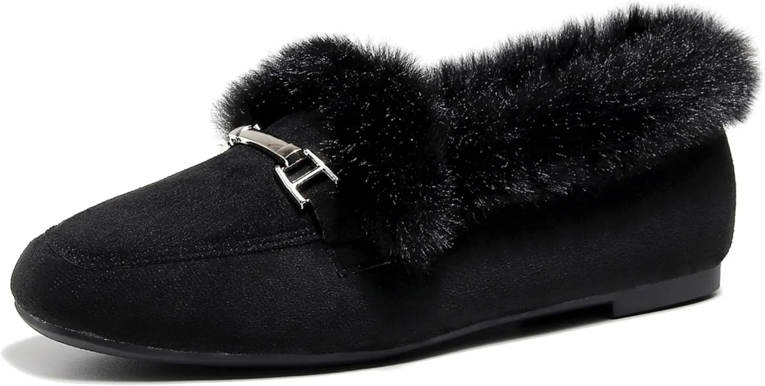 VenusCelia Women's Cozy Furry Flat Shoe
