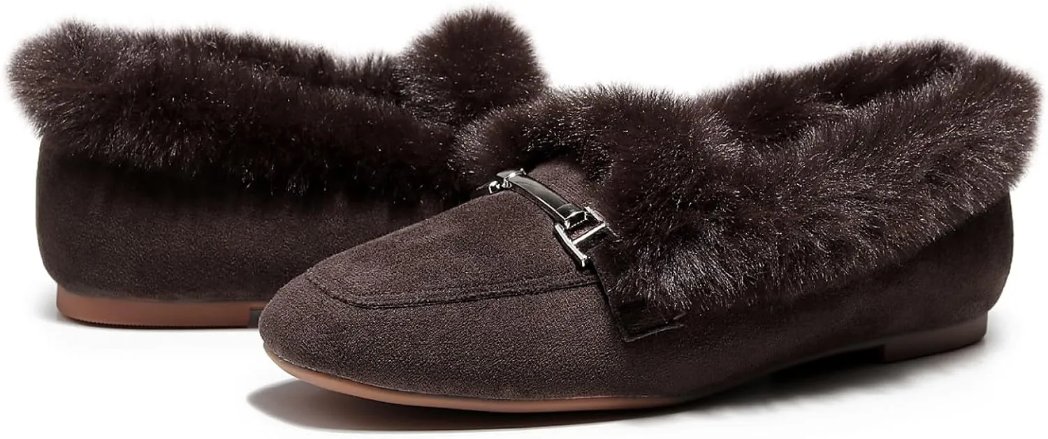 VenusCelia Women's Cozy Furry Flat Shoe
