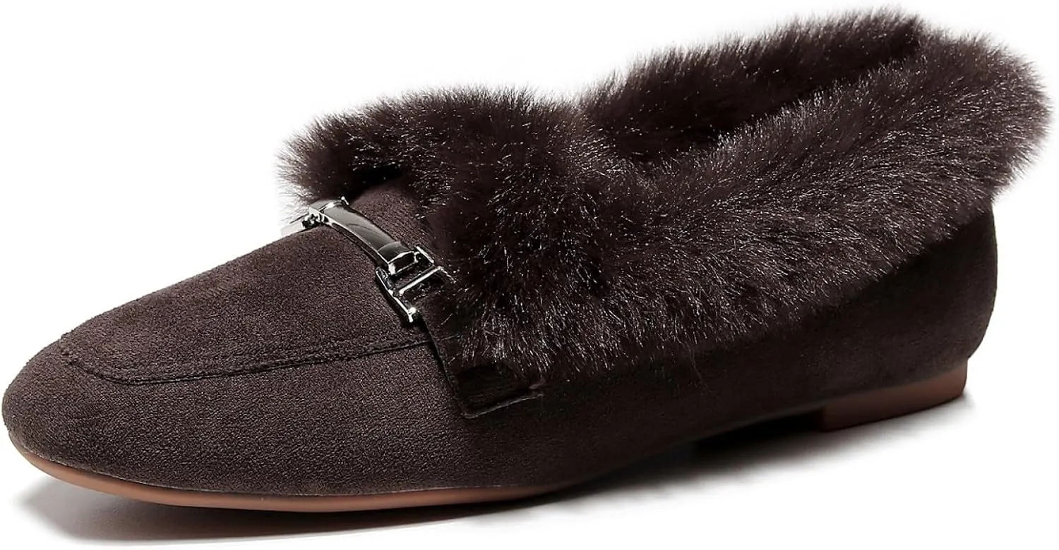 VenusCelia Women's Cozy Furry Flat Shoe